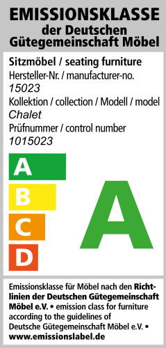 Emissionsklasse A für unsere Chalet- und Venturo-Kollektion